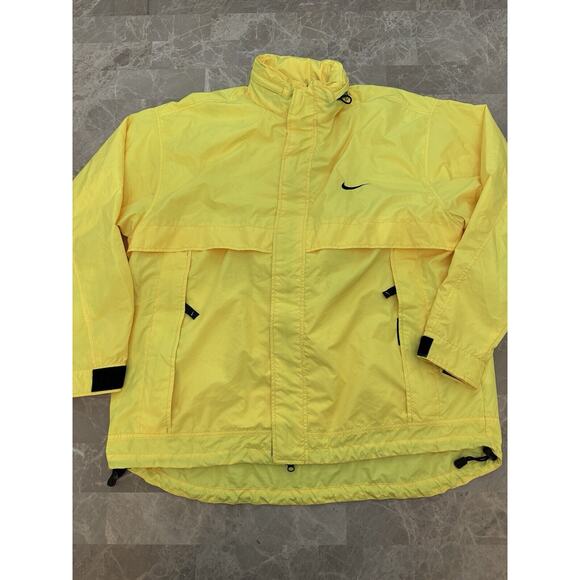 Vintage Nike Climafit Tech Jacket Men's XL Yellow Packable Hooded 90s - Picture 1 of 13